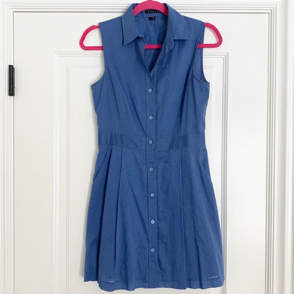 Theory Blue Sleeveless Shirt Dress - 2 - Picture 4 of 8